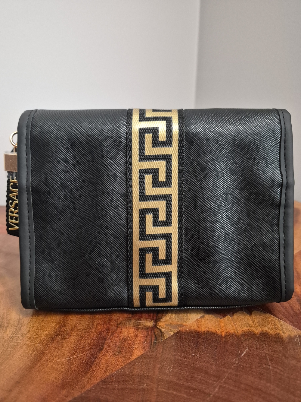 NWOT Versace Fragrances Black and Gold Logo Cosmetic Makeup Travel Bag - Picture 5 of 10